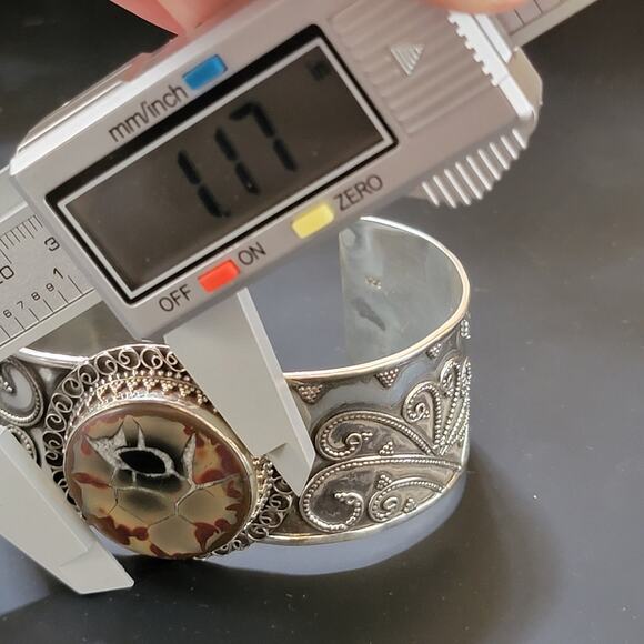 Colorful Earth Sterling Silver Polychrome Jasper Cuff Bracelet - Picture 9 of 9